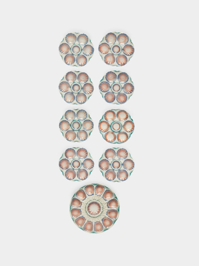 Antique and Vintage - 1950s Ceramic Oyster Plates (Set of 9) -  - ABASK - 