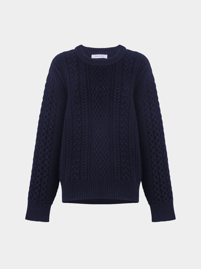 Ryan Roche - Cashmere Cable-Knit Crew-Neck Sweater | Size: XS -  - ABASK - 