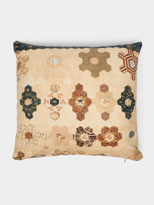 By Walid - 19th-Century Victorian Patchwork Silk Cushion -  - ABASK - 