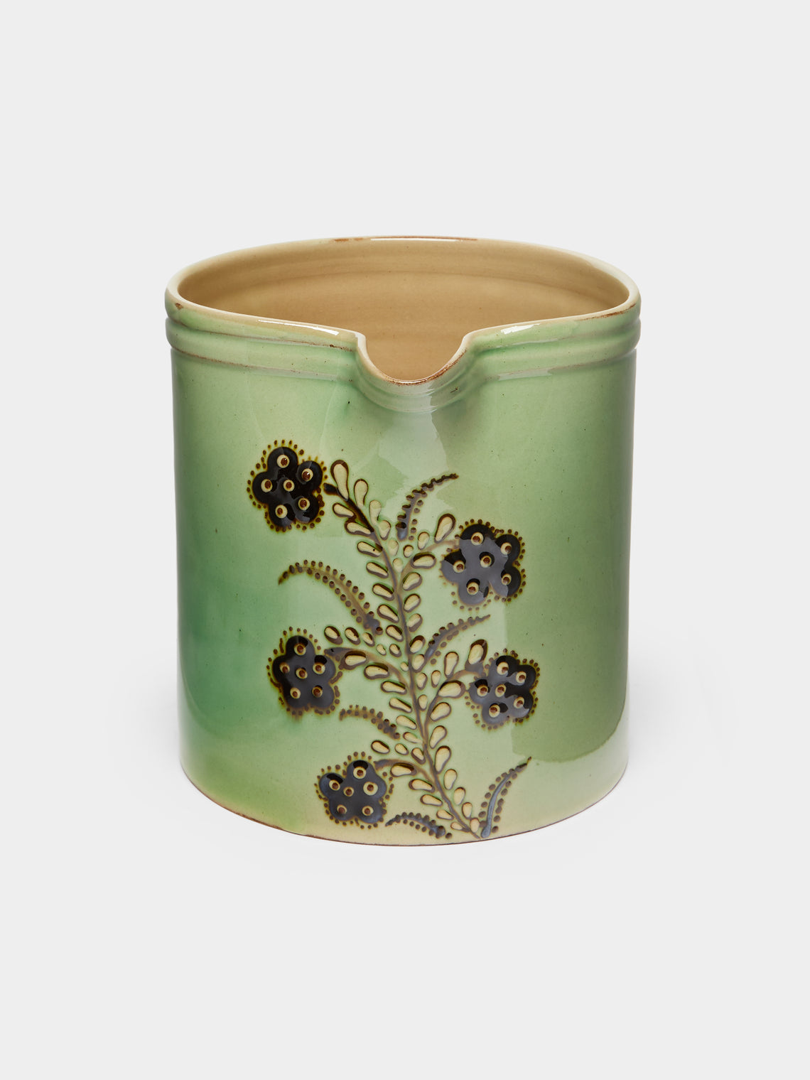 Poterie d’Évires - Flowers Hand-Painted Ceramic Straight-Edge Jug -  - ABASK