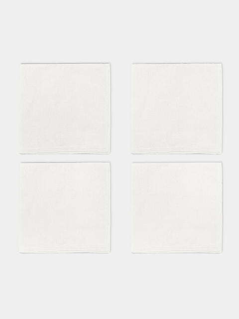 La Gallina Matta - D.Q Embroidered Linen Napkins (Set of 4) -  - ABASK - 