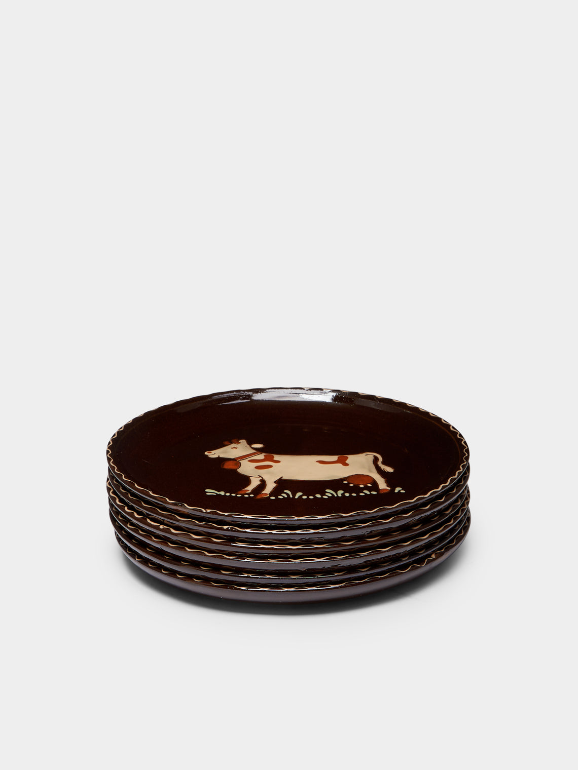 Poterie d’Évires - Cows Hand-Painted Ceramic Small Plates (Set of 6) -  - ABASK