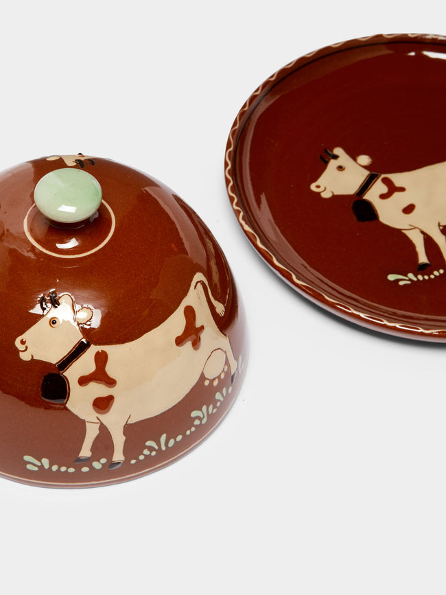 Poterie d’Évires - Cows Hand-Painted Ceramic Large Butter Dish -  - ABASK