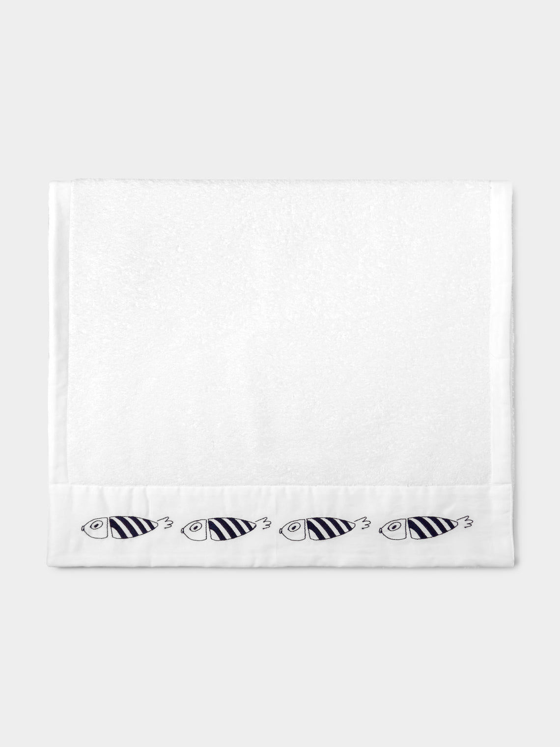 Loretta Caponi - Striped Fish Hand-Embroidered Cotton Hand Towel -  - ABASK - 