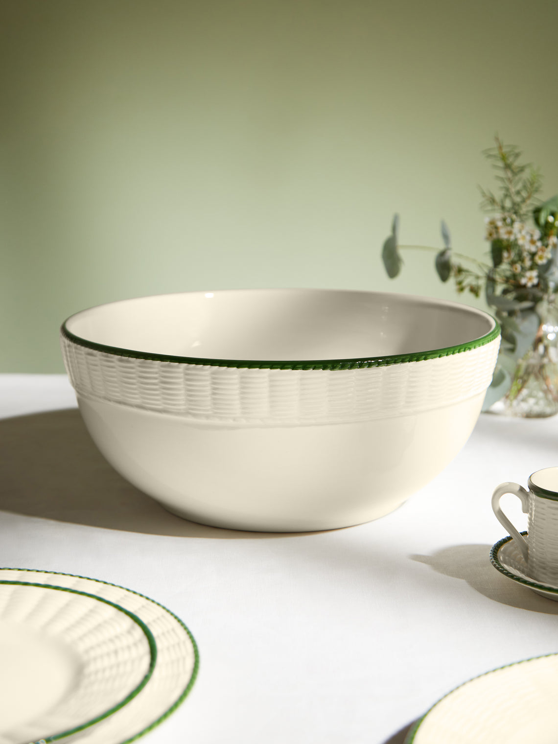 Este Ceramiche - Wicker Hand-Painted Ceramic Large Salad Bowl -  - ABASK