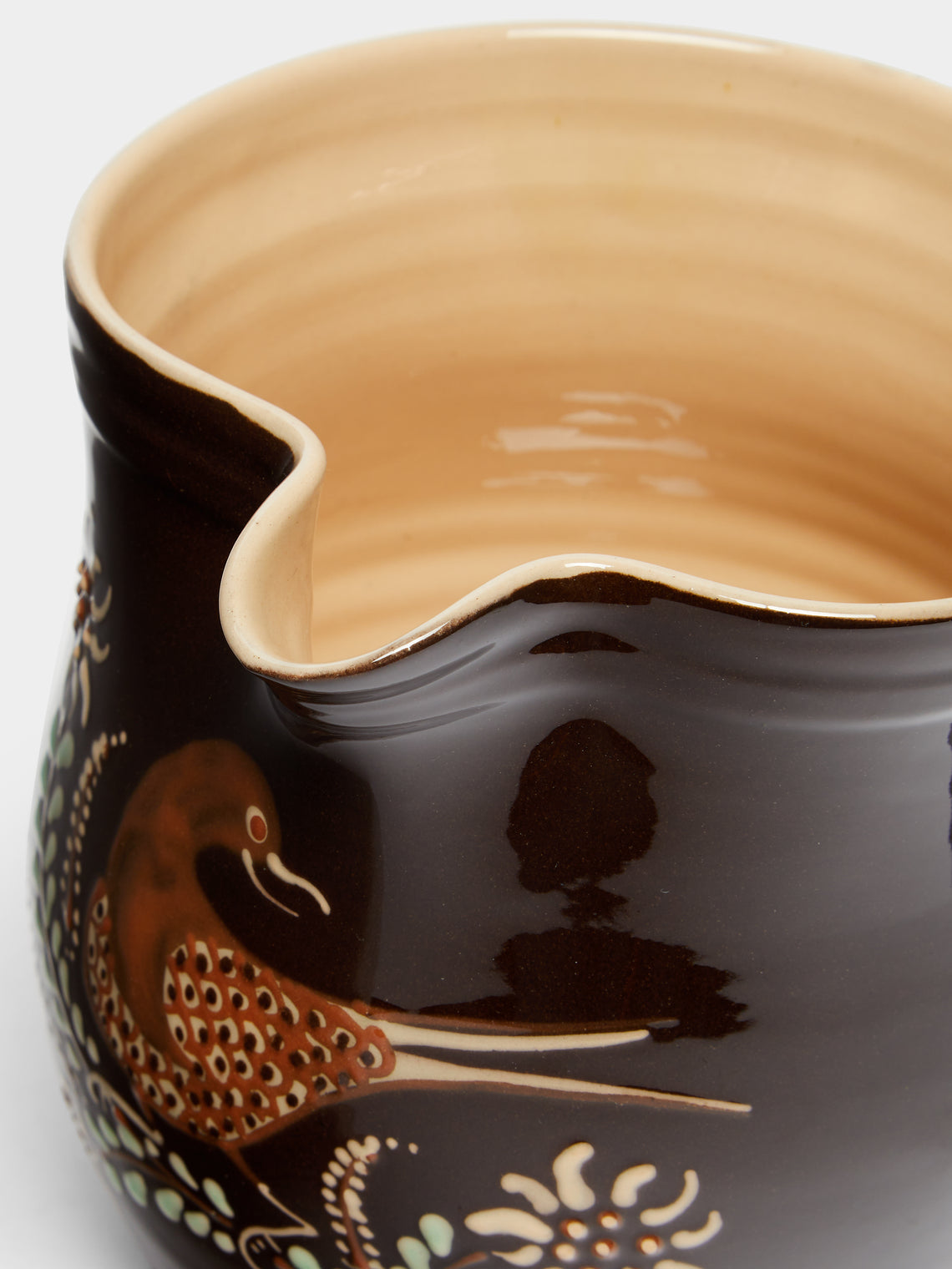 Poterie d’Évires - Birds Hand-Painted Ceramic Rounded Jug -  - ABASK