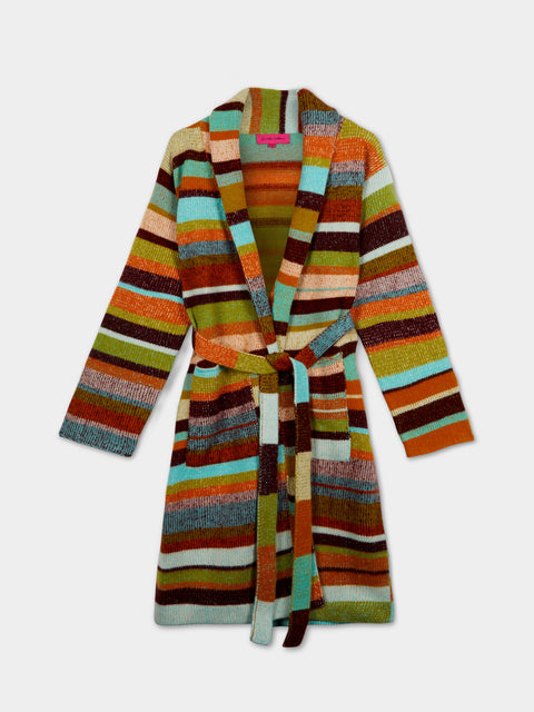 The Elder Statesman - Super Soft Stripe Cashmere Robe | Size: M -  - ABASK - 