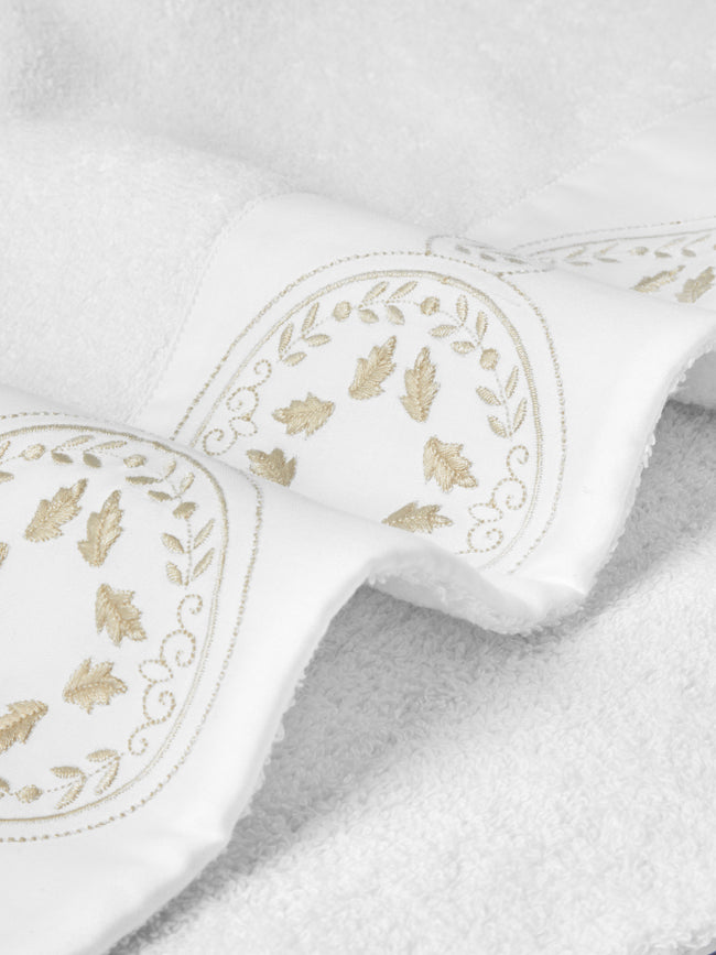 Loretta Caponi - Girandole Hand-Embroidered Bath Sheet -  - ABASK