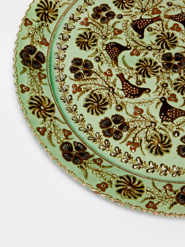 Poterie d’Évires - Birds and Flowers Hand-Painted Ceramic Serving Plate -  - ABASK