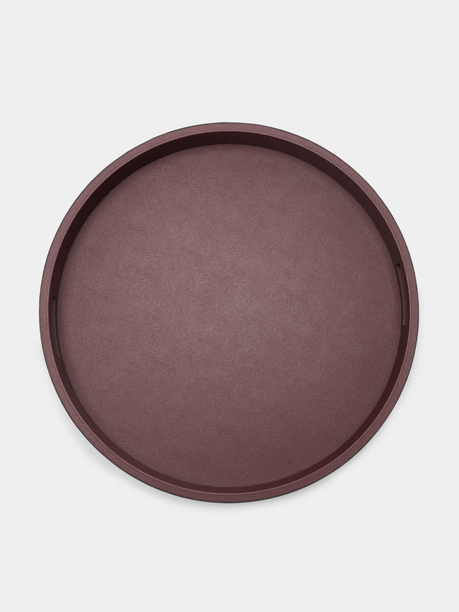 Giobagnara - Polo Leather Round Tray with Handles -  - ABASK - 