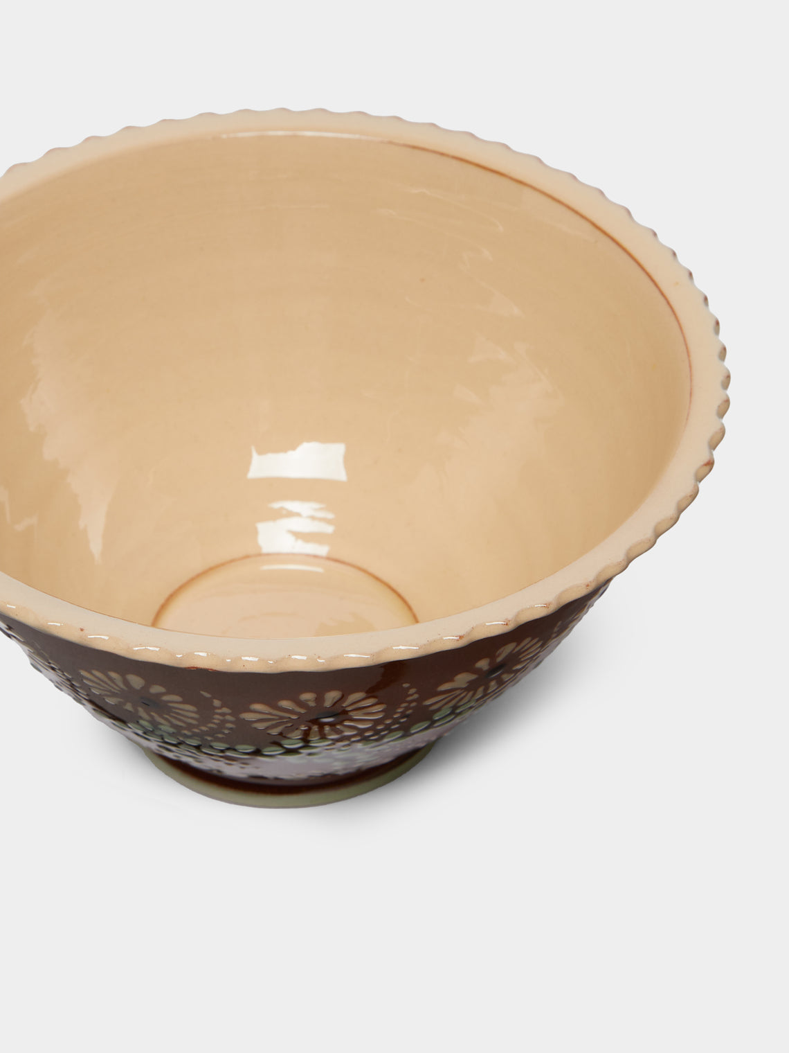 Poterie d’Évires - Flowers Hand-Painted Ceramic Fluted Bowl -  - ABASK