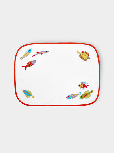 Loretta Caponi - Mendini Fish Hand-Embroidered Linen Placemats (Set of 2) -  - ABASK - 