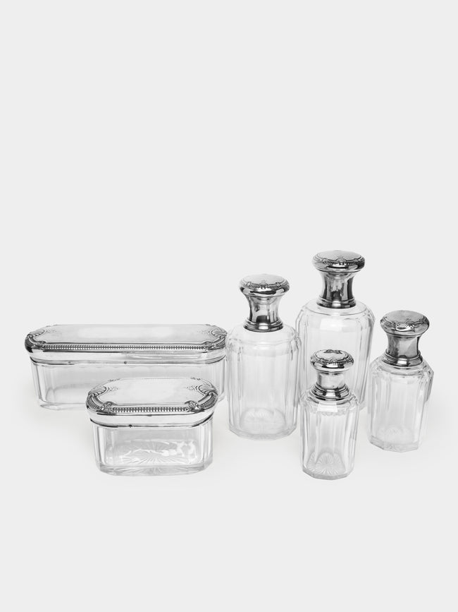 Antique and Vintage - 1900 Sterling Silver and Crystal Vanity Jars (Set of 6) -  - ABASK - 