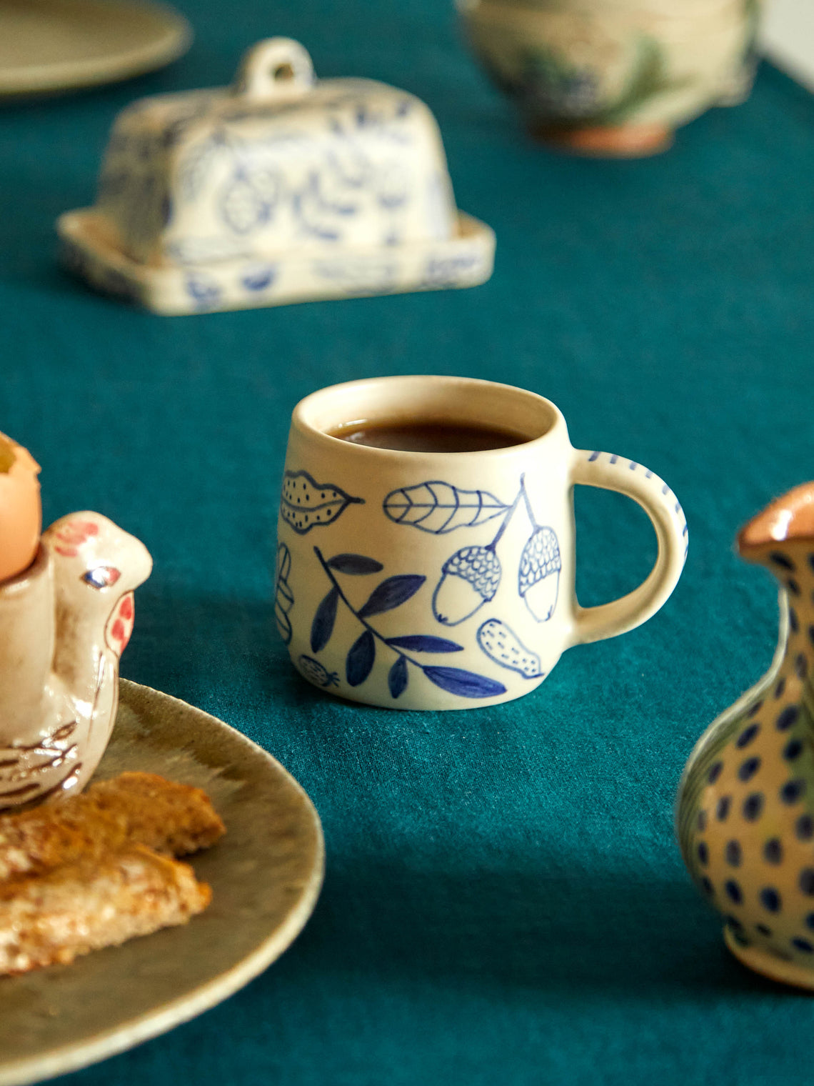 Azul Patagonia - Acorn Hand-Painted Ceramic Mugs (Set of 2) -  - ABASK