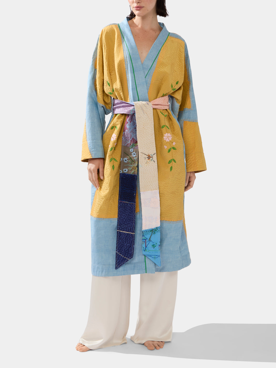 By Walid - 1920s Chinese Embroidered Silk Robe | One Size -  - ABASK