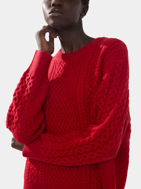 Cashmere Cable-Knit Crew-Neck Sweater