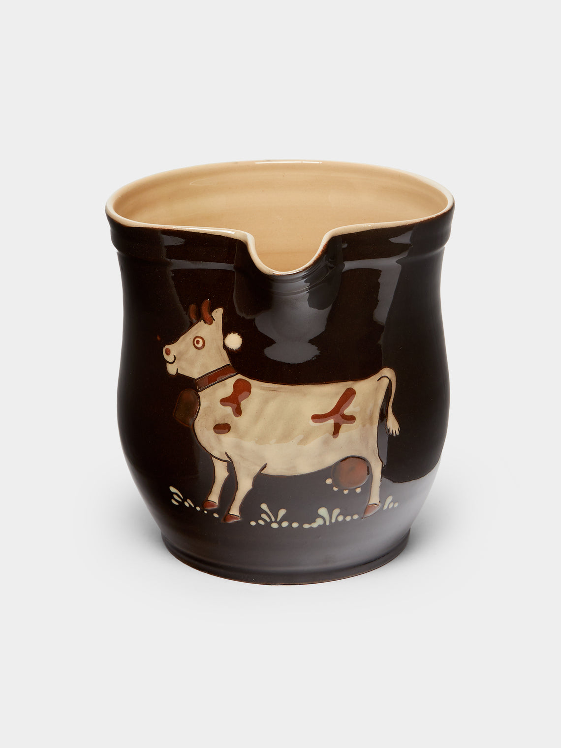 Poterie d’Évires - Cows Hand-Painted Ceramic Rounded Jug -  - ABASK
