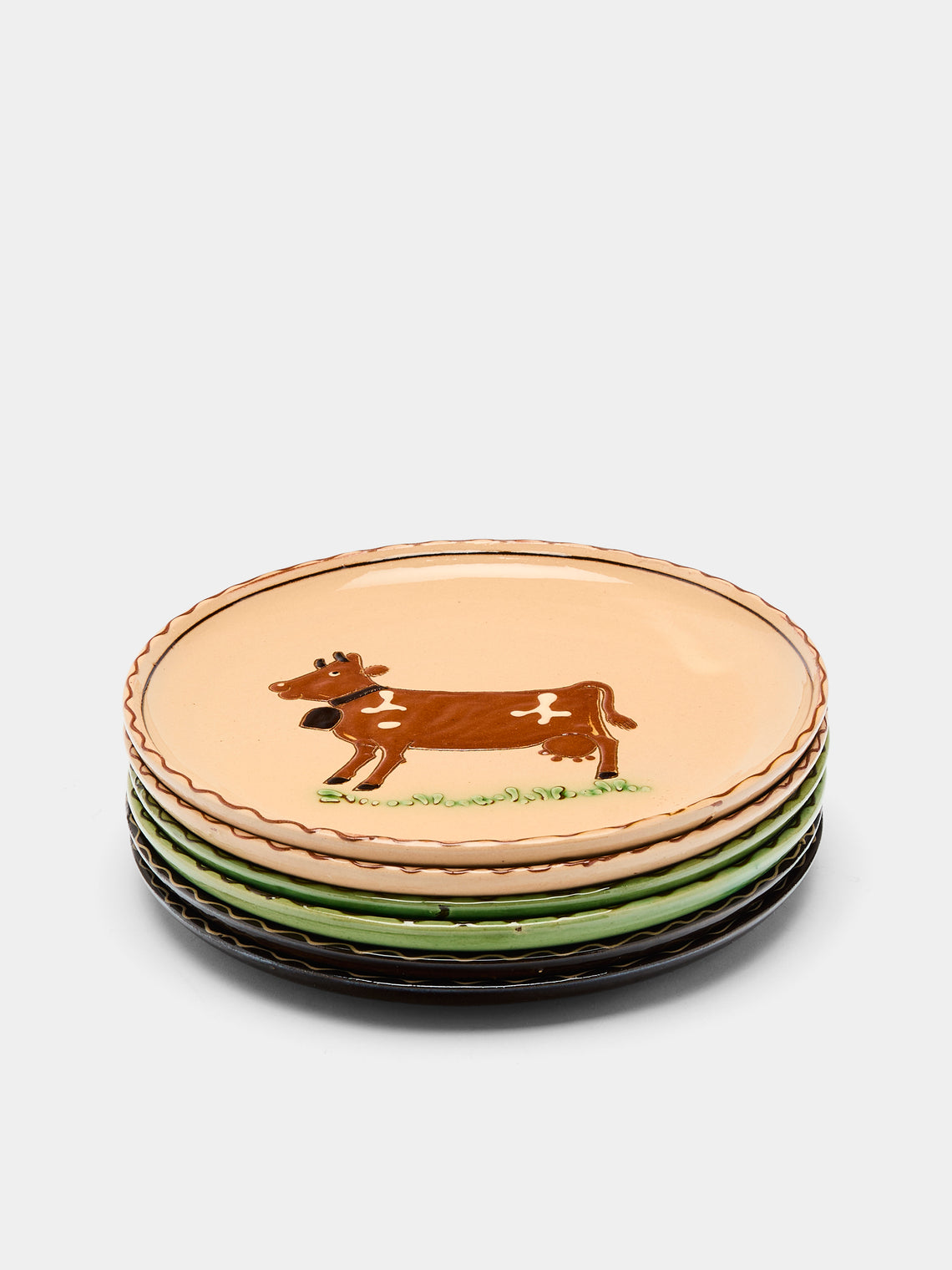 Poterie d’Évires - Cows Hand-Painted Ceramic Side Plates (Set of 6) -  - ABASK