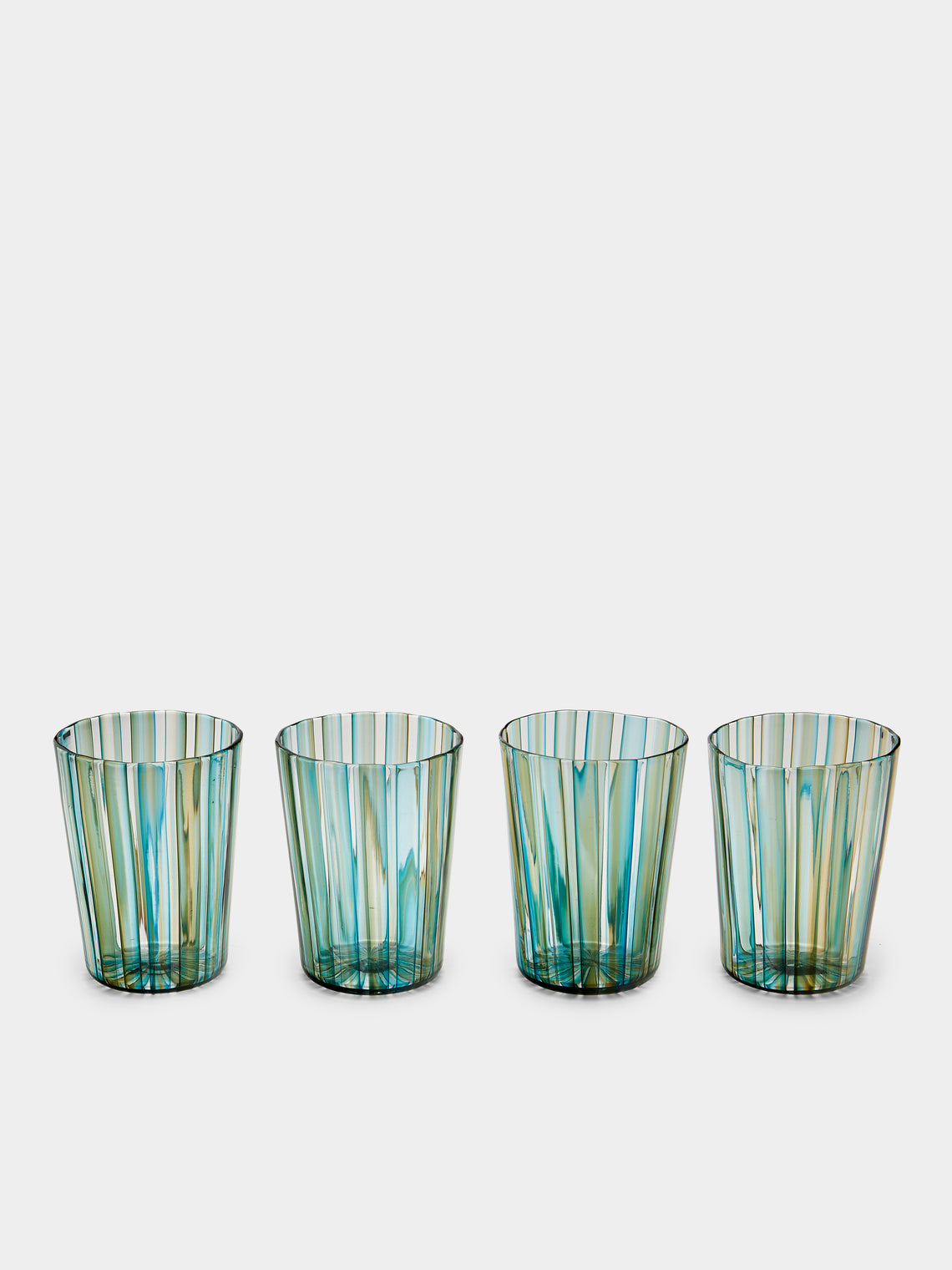 Mori Glass - Hand-Blown Glass Striped Tumblers (Set of 4) -  - ABASK