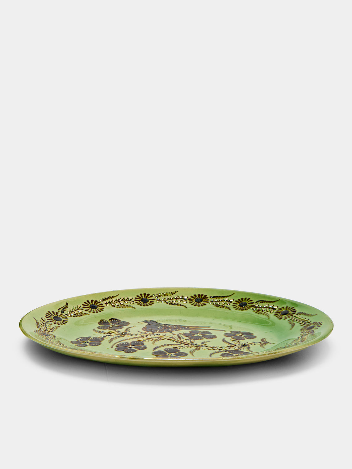 Poterie d’Évires - Birds Hand-Painted Ceramic Oval Platter -  - ABASK