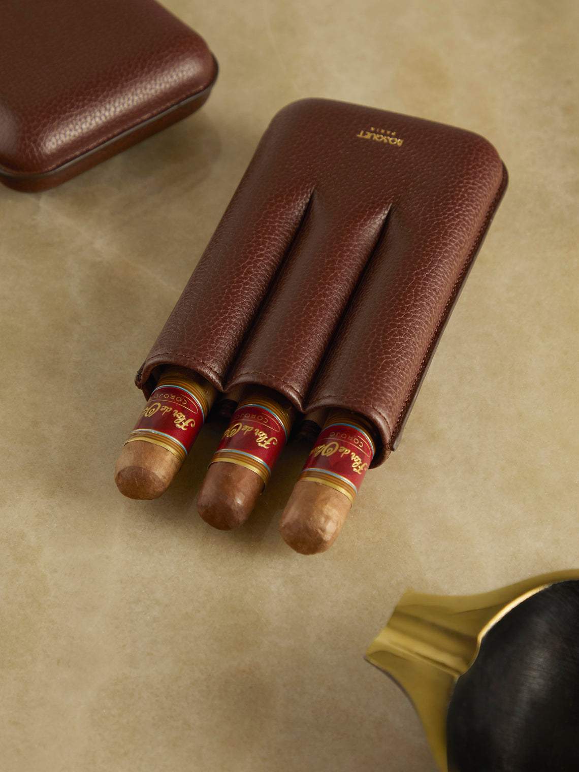 Bosquet Paris - Grained Leather Cigar Case (3 Cigars) -  - ABASK