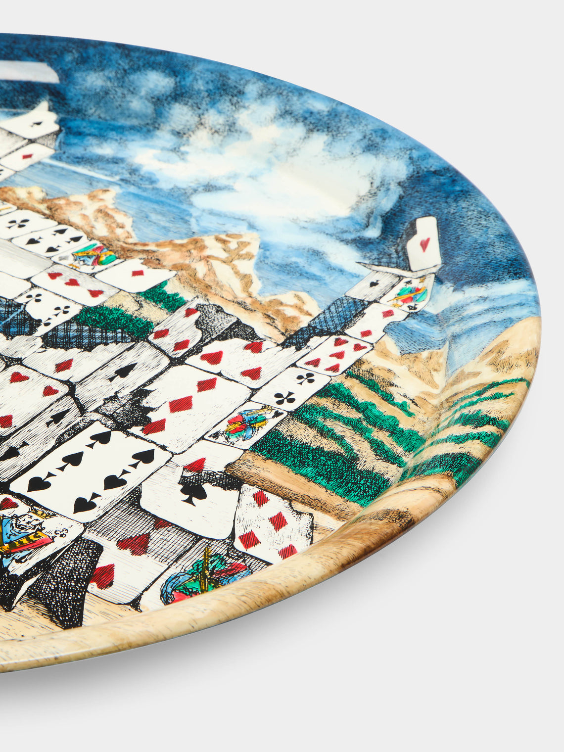 Fornasetti - Città di Carte Hand-Painted Wood Tray -  - ABASK