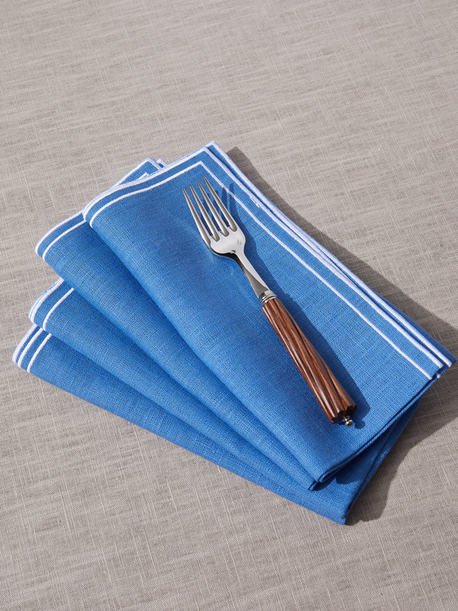 La Gallina Matta - D.Q Embroidered Linen Napkins (Set of 4) -  - ABASK