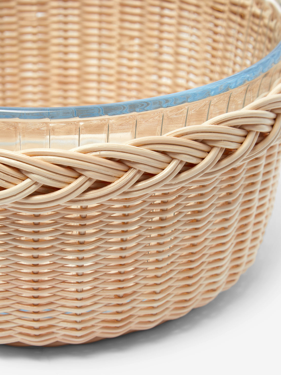 Mila Maurizi - Glicine Handwoven Wicker and Glass Serving Bowl -  - ABASK
