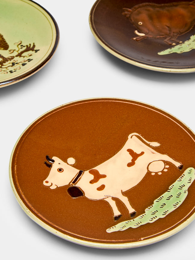 Poterie d’Évires - Animals Hand-Painted Ceramic Small Plates (Set of 6) -  - ABASK