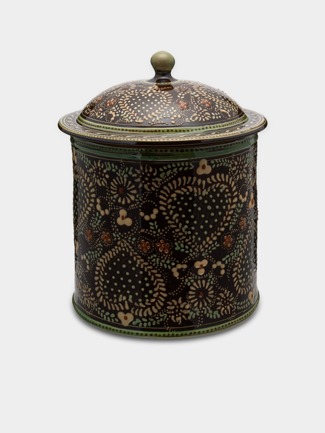 Poterie d’Évires - Hearts Hand-Painted Ceramic Large Lidded Pot -  - ABASK - 