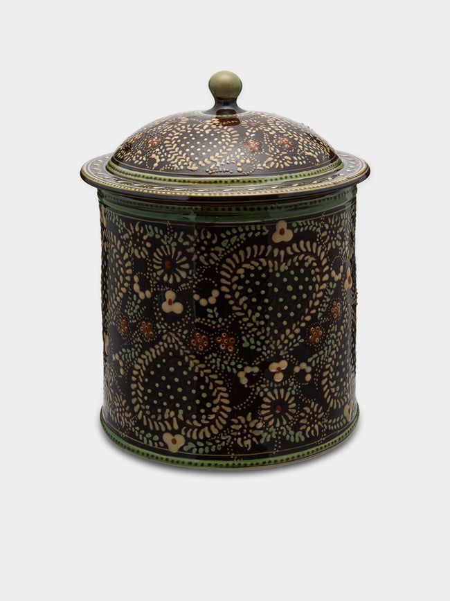 Poterie d’Évires - Hearts Hand-Painted Ceramic Large Lidded Pot -  - ABASK - 