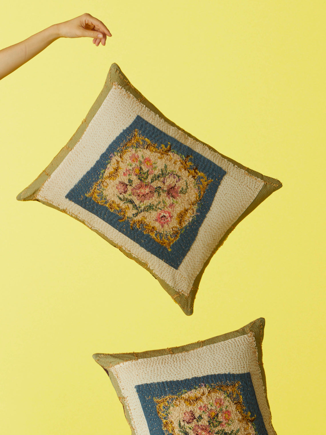 By Walid - 1950s Needlepoint Wool Cushion -  - ABASK