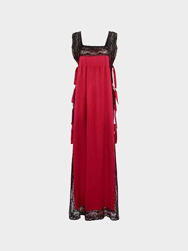 Loretta Caponi - Fiocchini Silk and Lace Long Dress | Size: L -  - ABASK - 