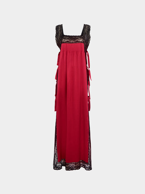 Loretta Caponi - Fiocchini Silk and Lace Long Dress | Size: M -  - ABASK - 