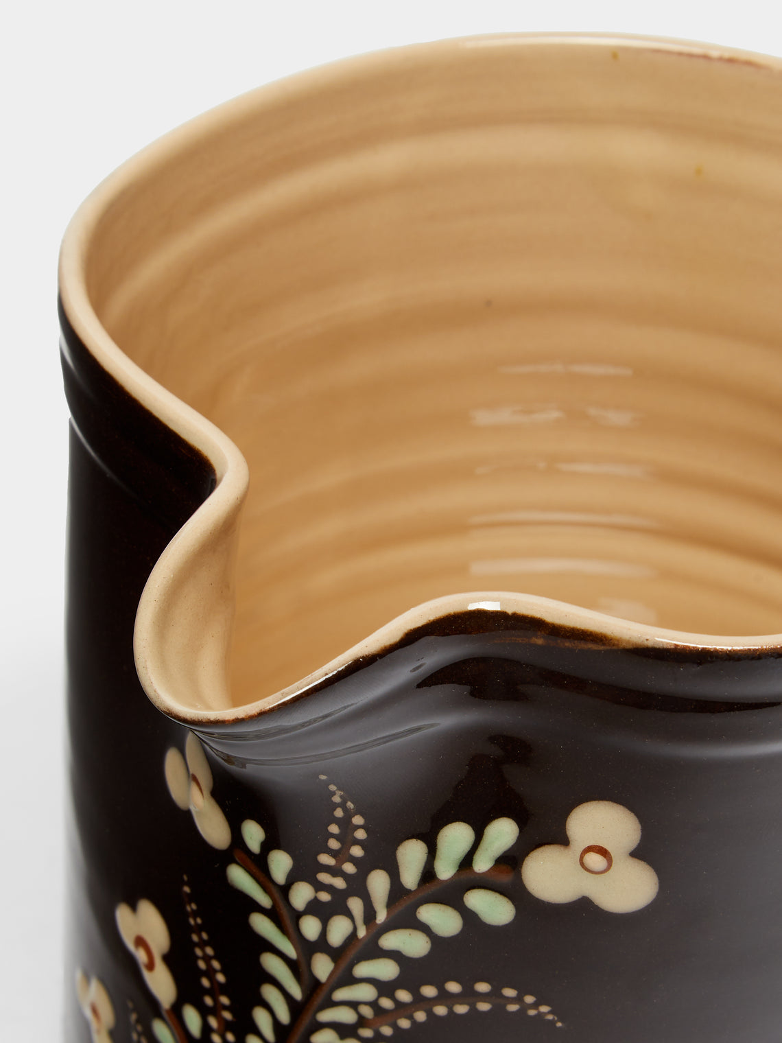 Poterie d’Évires - Flowers Hand-Painted Ceramic Straight-Edge Jug -  - ABASK