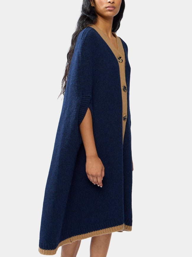 Lambswool and Cashmere Colour-Block Cape | One Size