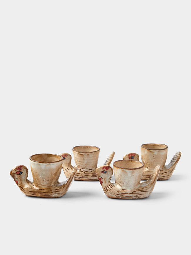 Anut Cairo - Chicken Hand-Painted Ceramic Egg Cups (Set of 4) -  - ABASK - 