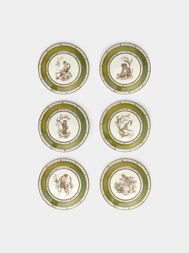 Laboratorio Paravicini - Monkeys Ceramic Dessert Plates (Set of 6) -  - ABASK