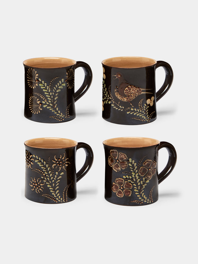 Poterie d’Évires - Flowers Hand-Painted Ceramic Mugs (Set of 4) -  - ABASK - 