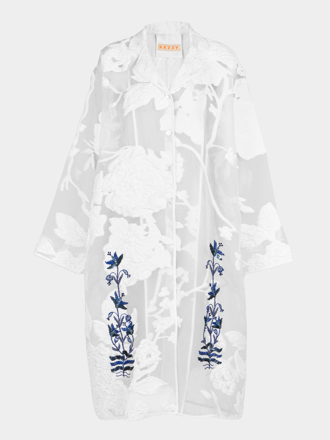 Nazzy Beglari - Organza Embroidered Silk Robe -  - ABASK - 