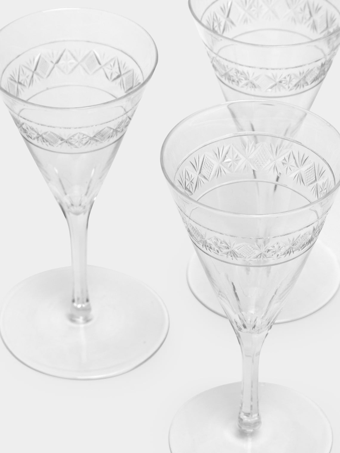 Antique and Vintage - 1900s Edwardian Cut Crystal White Wine Glasses (Set of 6) -  - ABASK