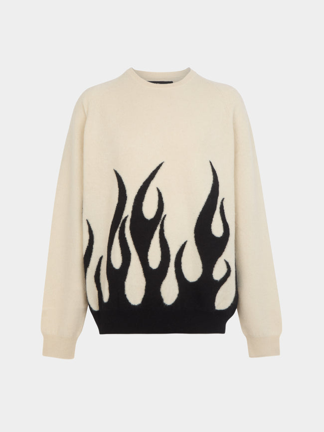 Frenckenberger - Sylvie Fleury Flame Cashmere R-Neck Sweater | Size: M -  - ABASK - 