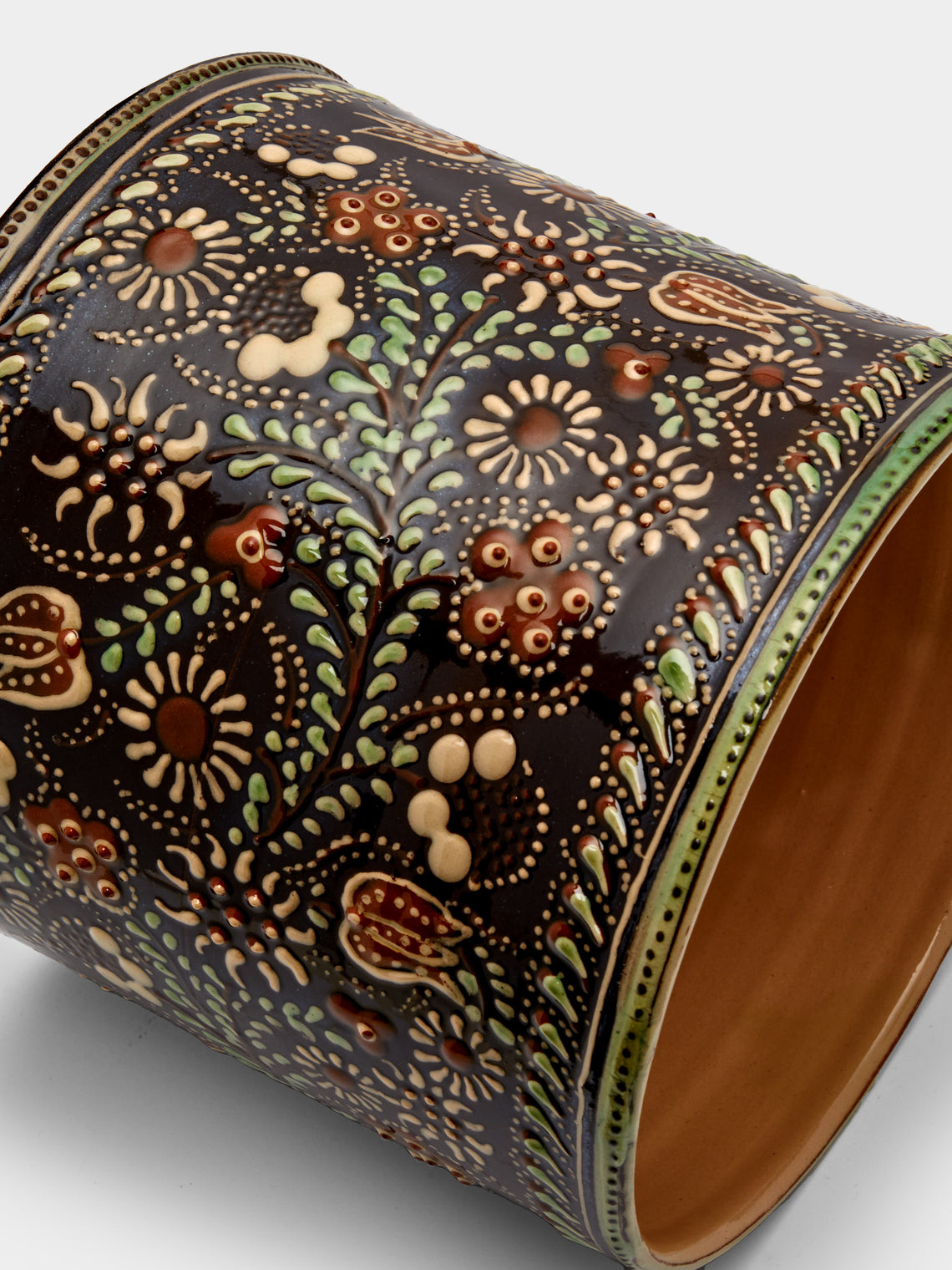 Poterie d’Évires - Flowers Hand-Painted Ceramic Large Lidded Pot -  - ABASK