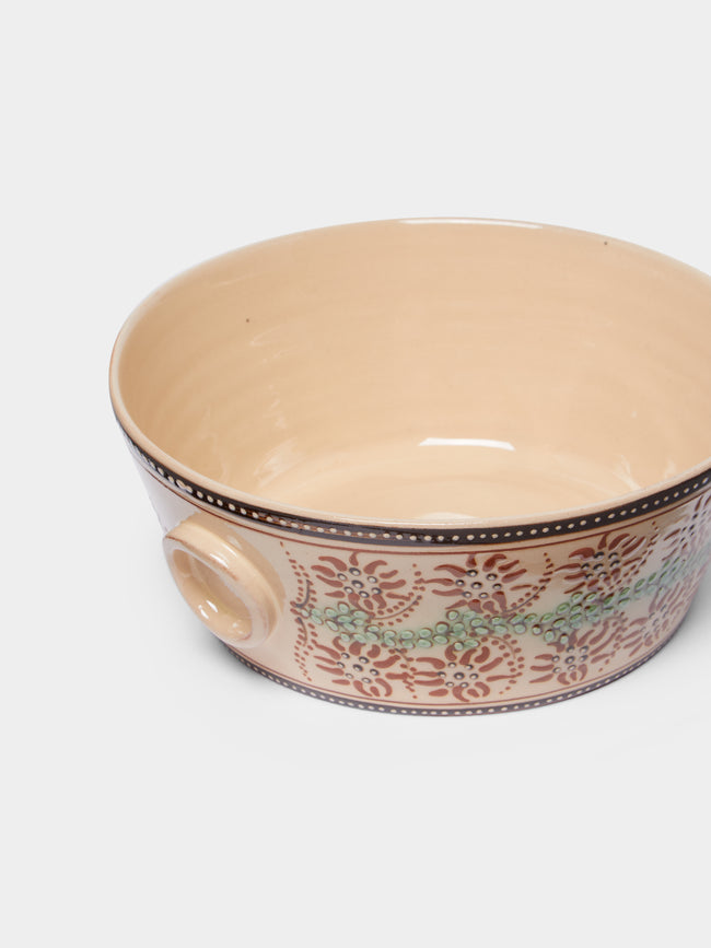 Poterie d’Évires - Flowers Hand-Painted Ceramic Handled Serving Bowl -  - ABASK