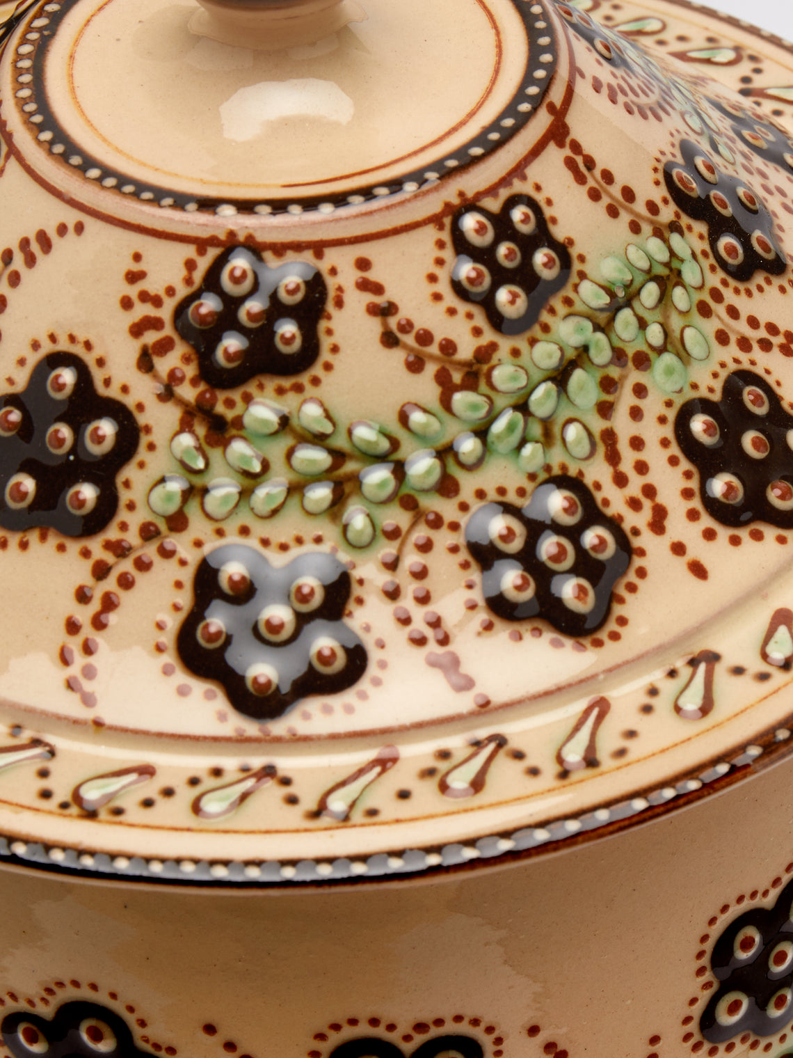 Poterie d’Évires - Flowers Hand-Painted Ceramic Medium Lidded Pot -  - ABASK