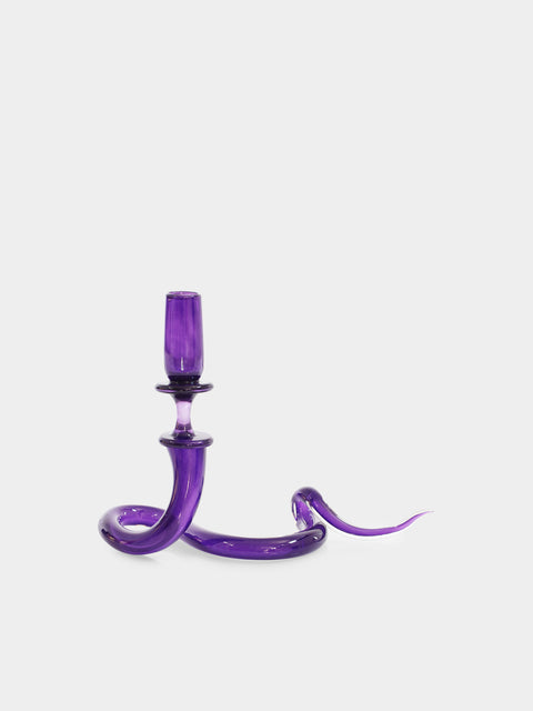 Jeff Zimmerman - Serpentine Hand-Blown Glass Candle Holder -  - ABASK - 