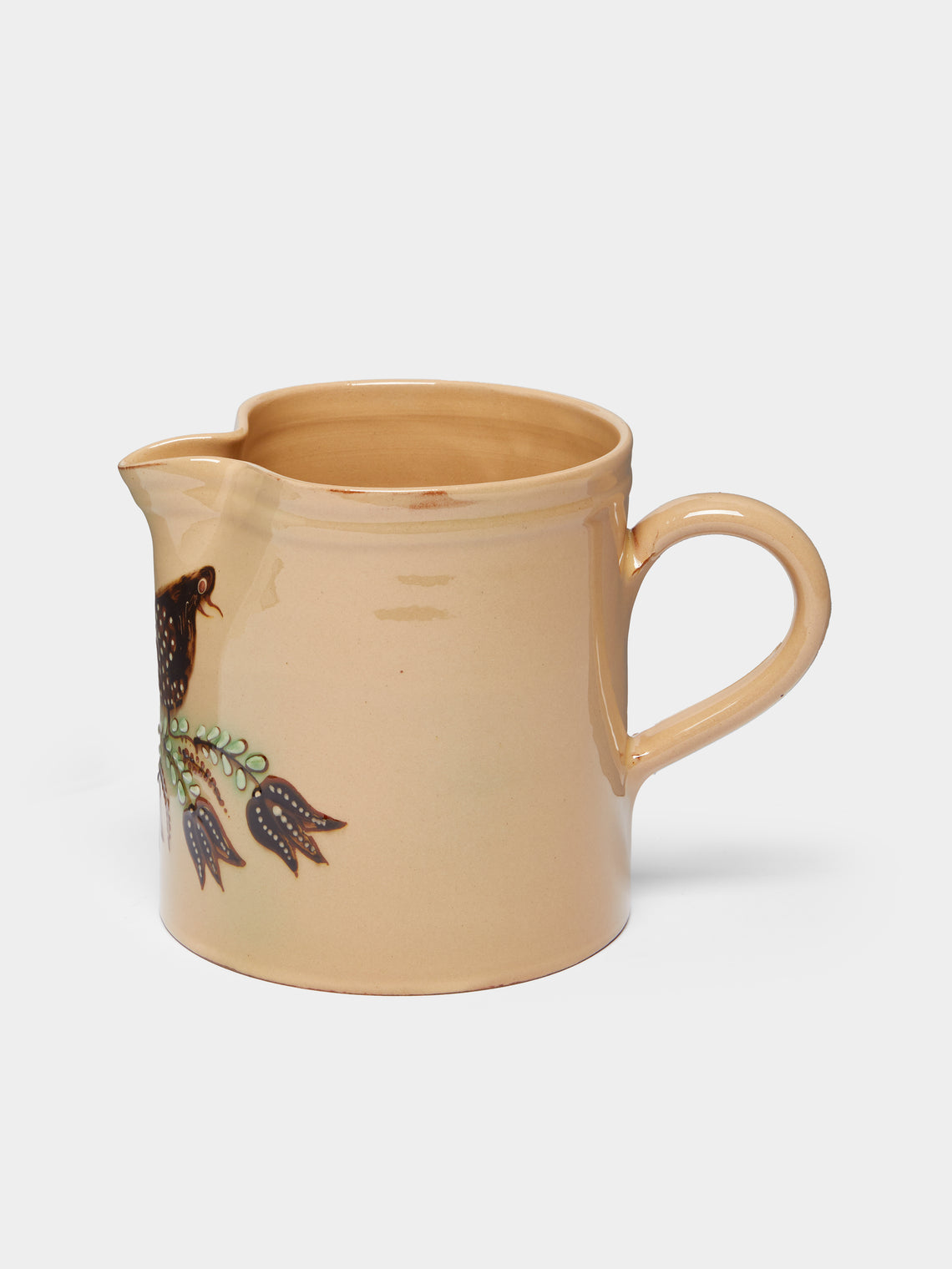 Poterie d’Évires - Birds Hand-Painted Ceramic Straight-Edge Jug -  - ABASK