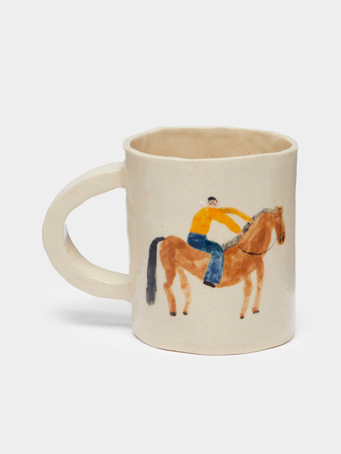 Liz Rowland - Man on Horse Hand-Painted Ceramic Mug -  - ABASK - 