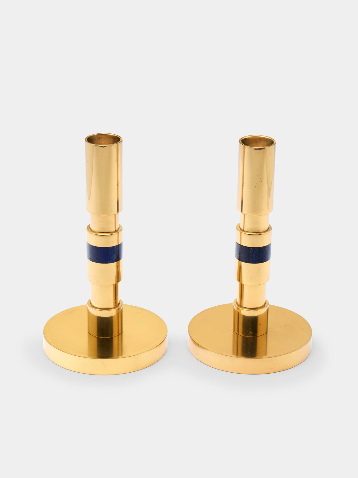 Viya - Majestic Brass and Semi-Precious Stone Candlesticks (Set of 2) -  - ABASK - 