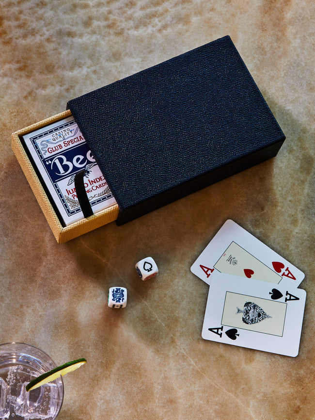 Geoffrey Parker - Leather Matchbox Twin Deck with Dice -  - ABASK